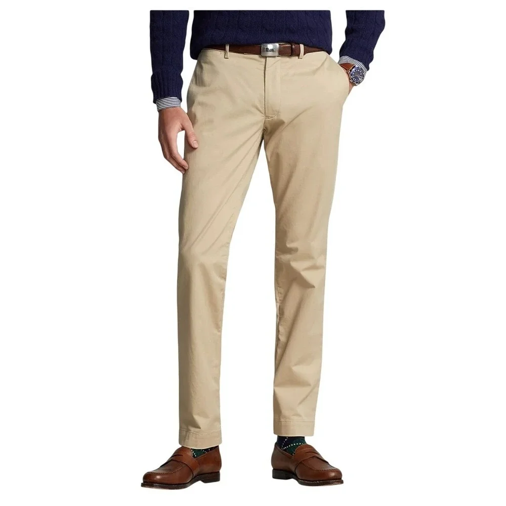 Polo Ralph Lauren Mens 38x30 Stretch Tailored Slim Fit Chino Pants Tan Khaki
